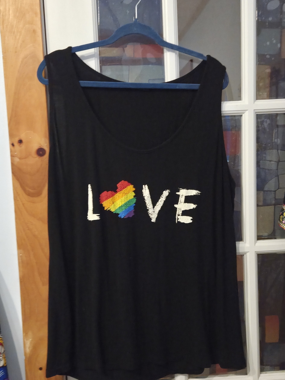 Black Tank Top with Pride LOVE Graphic